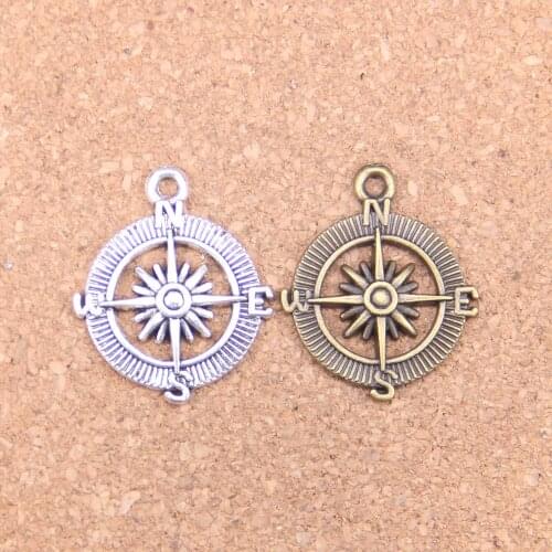 12pcs Charms compass 24mm Antique Pendants,Vintage Tibetan Silver Jewelry,DIY for bracelet necklace
