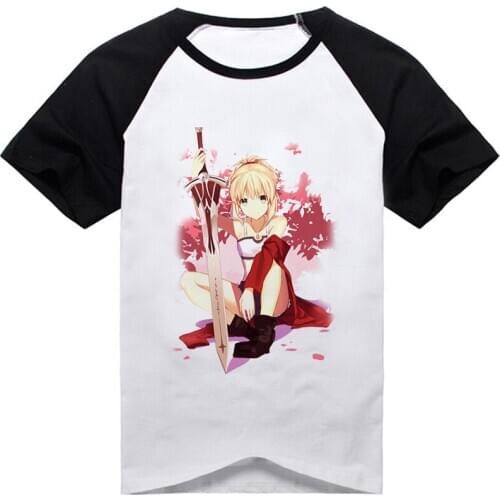 Anime FGO Fate Grand Order Fate Apocrypha tshirt Saber Mordred Unisex Casual Short Sleeve Tshirt cosplay costume print Tee