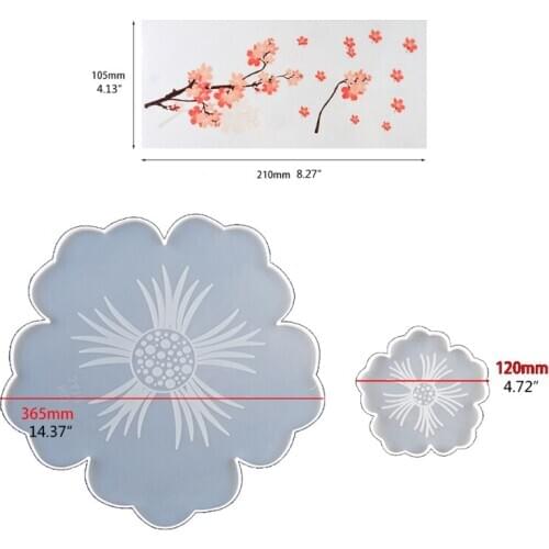 Large Flower Shape Resin Coaster Molds Fruit Cup Silicone Tray Epoxy Resin Mold X4YA