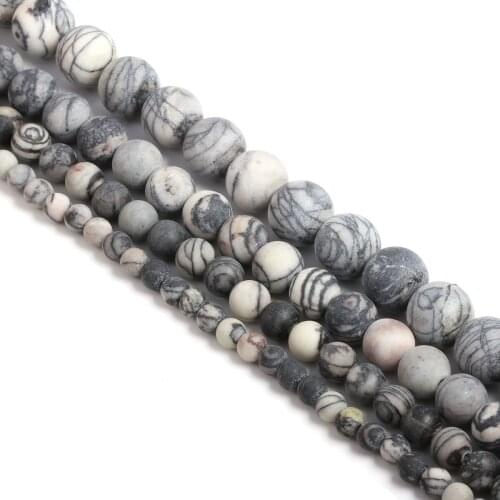Natural Stone Beads Round Shape offwhite zebra Stripes Loose Spacer Beaded For jewelry making DIY bracelet necklace accessories