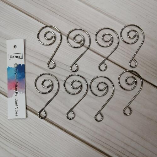 Camal 30pcs 40mm Swirl Shaped Chrome Metal Hook Hanger Connector for Crystal Prisms Chandelier Christmas Tree Ornament