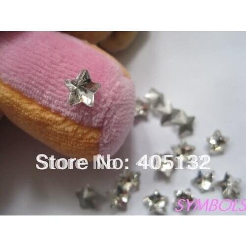 CG-02 Free Shipping 50pcs 8mm Crystal Point-back Star Gem Crystal Nail Rhinestone Nail Art