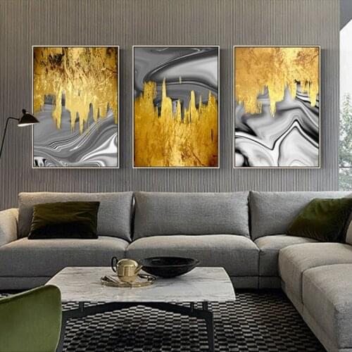 Nordic Abstract Simple Gilt Transformation Decorative Painting Living Room Bedroom Decorative Canvas Wall Art Painting Core