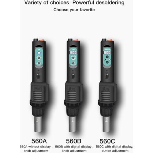 DES 560 Hot Air Gun BGA Rework Station Digital Display Temperature Adjustable Hot Air Blower Heat Gun for IC Chip Desoldering