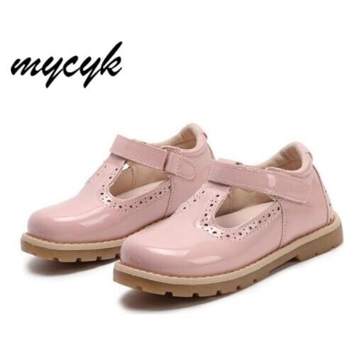 Children Leather Party Dress Flat Little Girls Shoes Baby Casual Sneaker Kids Shoes Princess Girls School Shoes Red Pink Black