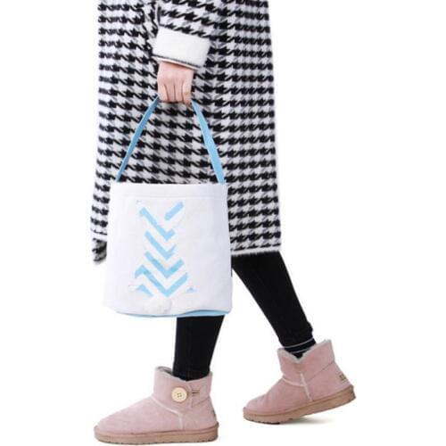 DIY Easter Baskets Rabbit Pattern Burlap Storage Bags Embroidered Wave Striped Easter Rabbits Handbags Totes 50pcs SN2966