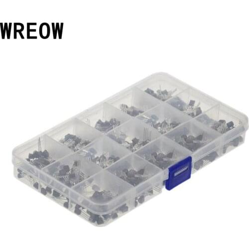 Electronic 600Pcs 15 Value x 40 Pcs Transistor TO-92 Assortment Box Kit Transistors DIY Part 2N2222 2N3904 S9018 S9013 C1815