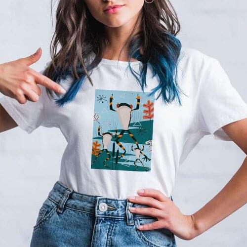 Animals Vogue Women T-shirt Fashion Spring Short Sleeve Cute Three Frogs Printed Short Sleeve Exquisite Popular Fashion Tshirt