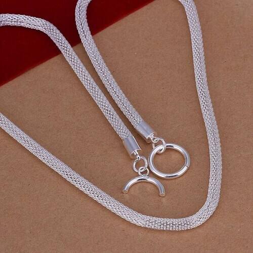 Hot Sale!!Free Shipping 925 Silver Necklace,Fashion Sterling Silver Jewelry Mesh TO Necklace SMTN087