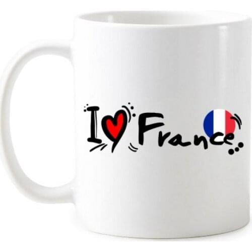 I Love France Word Flag Love Heart Illustration Pattern Classic Mug With Handles 350 ml