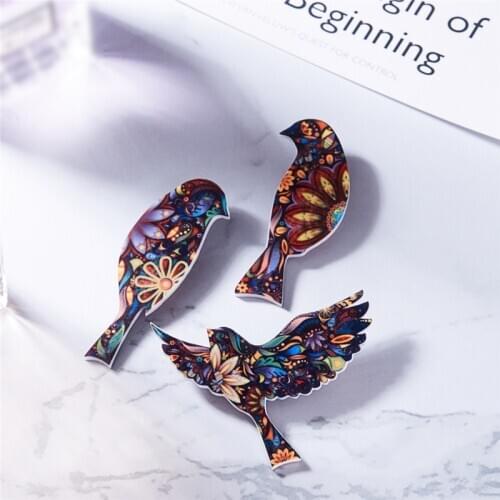 Cute Acrylic Fat Sparrow Bird Shape Brooches Handmade Resin Animal Brooch Women Kids Banquet Jewelry Lapel Hijab Pins Alloy