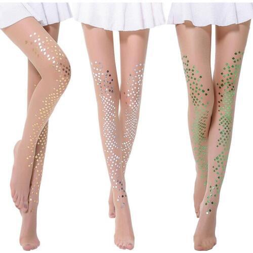 Thin Summer Perspective Stockings Women Fish Scale Sequins Pantyhose Tight Sexy Skin Printed Stockings High Elasticity Hot Sale