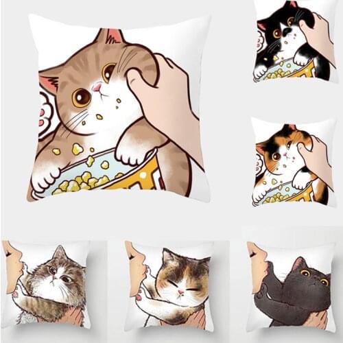 Creative Naughty Cat Pillow Case Funny Fat Cat Throw Pillowcase 45*45cm Decorative Pillowcases Pillow Cover funda de almohada