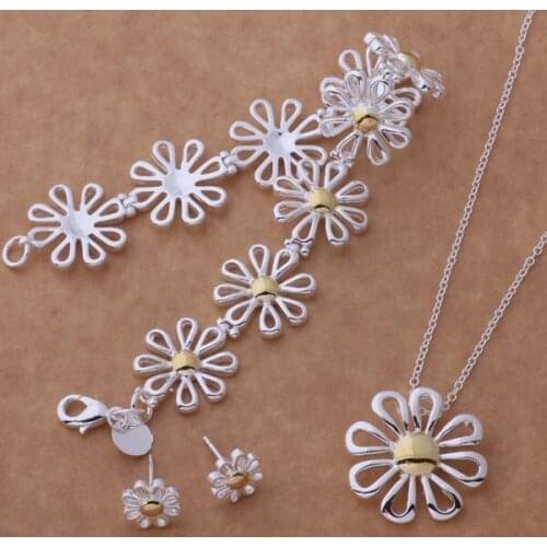 AS124 Hot 925 Jewelry Popular Jewelry Sets Fashion Jewellery Free Shipp Jewellry Sets Bracelet 110 + Necklace 302 + Earring 219