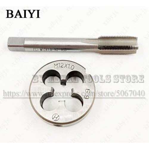 M12X1 M12*1 standard machine tap straight groove tap circular plate die hand tool set round tapping die tapping thread kit