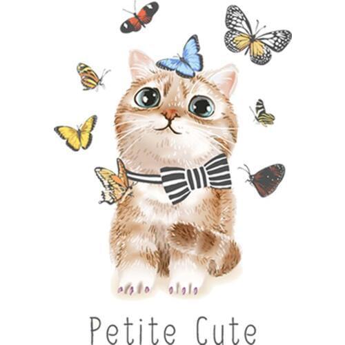 Cute Cat Flower Patch Butterfly Stickers Washable Eco-Friendly Stripe Clothing Stickers Diy T-Shirt Applique Clothes