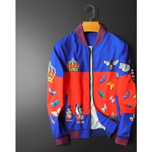 New Men luxury Rib Sleeve 2021 Crown bee butterfly High couple Baseball Coats & Jackets Abstract digital coat Motor #C19