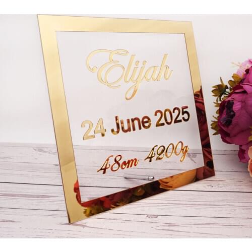 Personalized Baptism Welcome Sign Newborn Baby Mirror Commemorate Signature Birthday Message Plate Party Favors Table Decor Gift