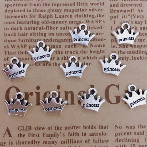 Wholesale 36pcs Charms Princess crown 13x10mm Tibetan Silver Plated Pendants Antique Jewelry Making DIY Handmade Craft