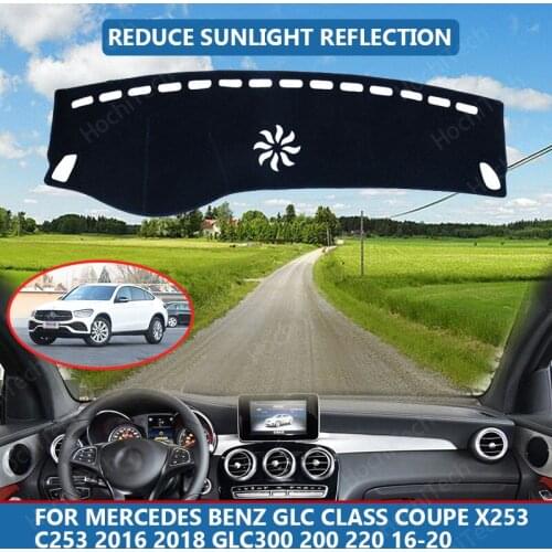 Right Hand Drive High Polyester Fiber Anti-UV Car Dashboard Cover Mat for Mercedes Coupe X253 C253 2016 2018 GLC300 16-20 Cover