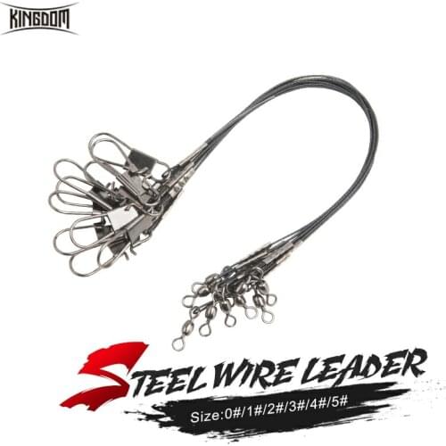 Kingdom Steel Wire Leader Fishing Line 15-30cm With Rolling Swivel Fishing Snap Lead Core Leash Anti-bite Fishing Accessories