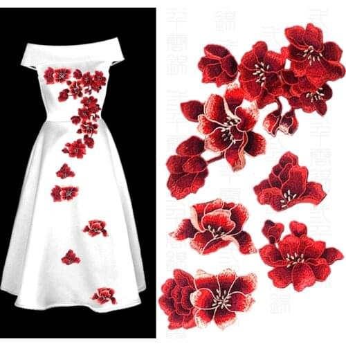 DIY Embroidery Cloth Magnolia Clothes Decal Patch Sticker Cheongsam Decorative Accessories RS1158