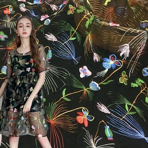 Japan and South Korea net yarn chiffon three-dimensional embroidery clothing fabric French dress sub dress wedding lace fabric