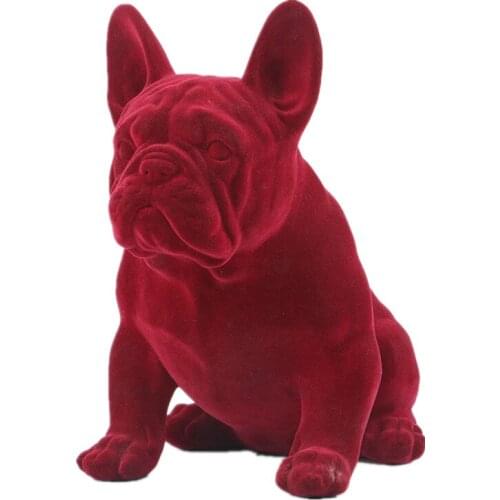 CREATIVE CUTE FLOCKING FRENCH BULLDOG HOME DECOR LIVING ROOM DESKTOP SIMULATION PET DOG MODEL STATUE RESIN ART&CRAFT X3734
