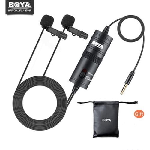 BOYA BY-M1DM Lavalier Microphone 4m Omni-directional Clip-on Lapel Video Mic for iPhone Canon Nikon DSLR,Updated of BY-M1