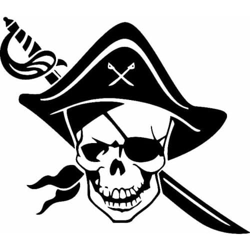 Pirate Skull Pattern High Quality Car Sticker Car Window Decoration Fashion Pvc Waterproof Decal Black/white, 17cm*15cm