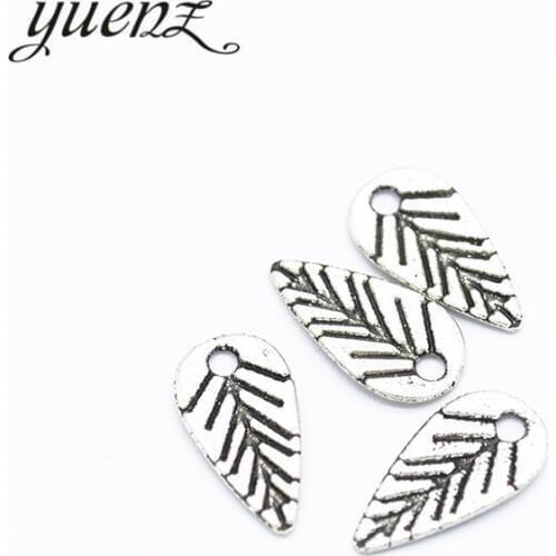 YuenZ 50pcs Antique silver color Metal Alloy Jewelry tree leaf charms For Diy Handmade Jewelry Bracelet Charms Making16*8mm Q369