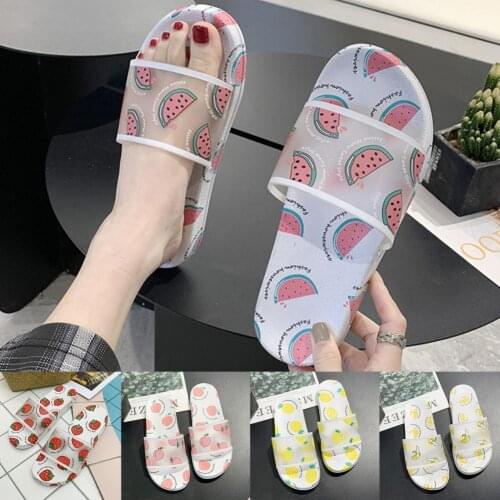 Women Fruit Print Soft Soles Flat Anti-slip Slippers Shoes for Beach