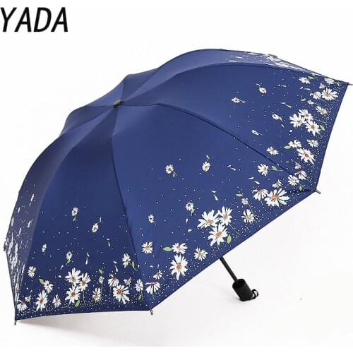 YADA Fashion Custome Flowers Pattern Umbrellas Rain uv 3 Folding Umbrella For Women Windproof Designer Umbrellas Female YS210012