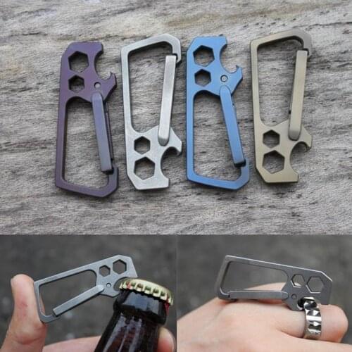 1PC Portable Light Titanium Alloy Keychain Key Chain Ring Spring Hang Buckle Fast Hook Bottle Opener Wrench EDC Multi-tool