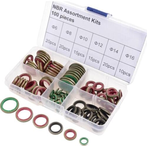 100x Flat Copper Washer Metric Sealing Ring M6 M8 M10 M12 M14 M16 Assortment
