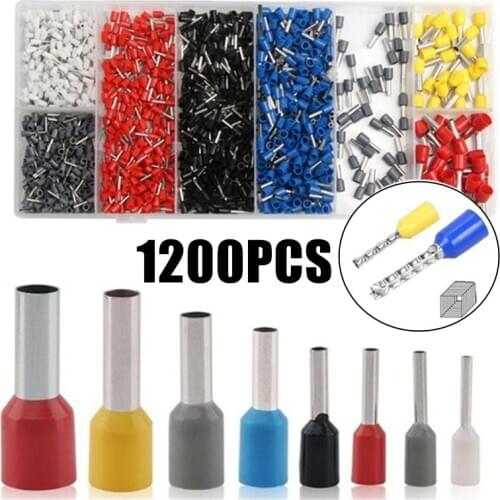 1200PCS Insulated Cord Pin End Terminals Ferrules Kit Set Wire Copper Crimp Connectors 8AWG-22AWG