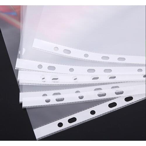 200pcs A4 Clear PVC Binder Loose Leaf Pockets 11 Hole Documents File Folder Filing Holder Pouch Bag Protectors File Organizer