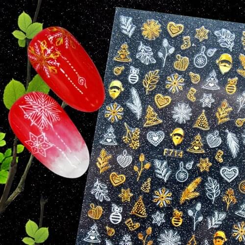 3D Nail Sticker Decals Self-adhesive Stickers for Nails Laser Christmas Gift Snowflake Stickers for Manicure Nail Art Decoration