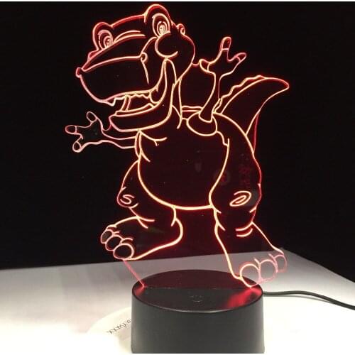 3D LED Lamp Cartoon Funny Dinosaur Atmosphere Night Light 7 Colors Change Visual Table Bedroom Baby Toy Gift Desk Home Decor 980