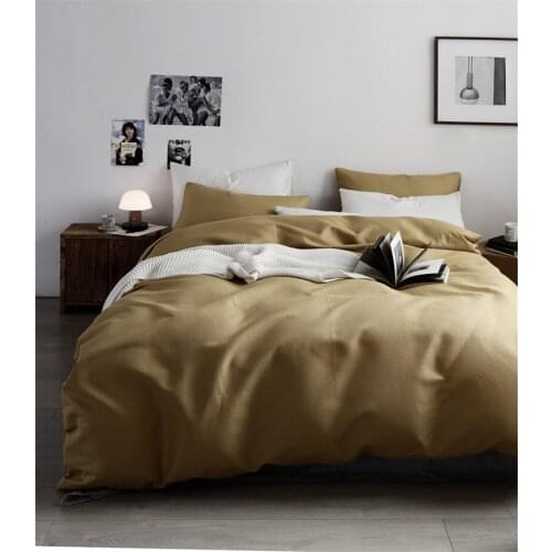 Nordic Great Waffle Luxury 100% Cotton Bedding Set Skin-Friendly Naked Duvet Cover khaki Solid Color Sheet King Queen Full 4 PCS