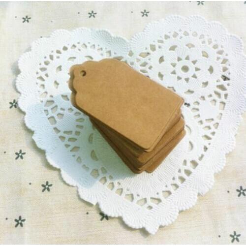 5*3cm Hot Sale Kraft Paper Flower Heads Design Square Label Diy Clothing Accessories Tag With Hemp Rope 500pcs/lot