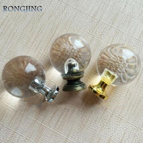 5x Acrylic Cabinet Drawer Knobs Jewelry Box Golden Handle Antique Furniture Kitchen Cabinet Knobs Vintage Wardrobe Closet Pulls