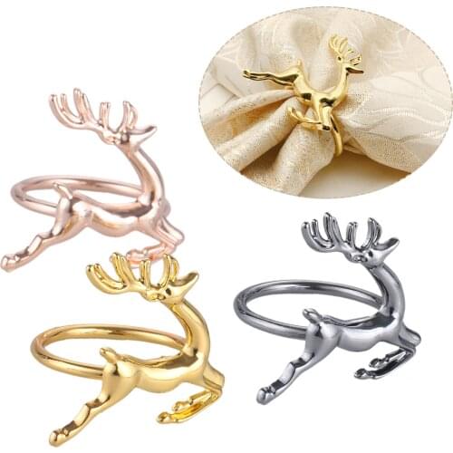 6Pcs Alloy Deer Napkin Rings Christmas Holidays Wedding Parties Dinners Decorative Napkin Buckle Napkin Decor