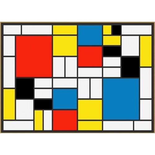 Abstract Handmade Oil Painting Canvas Painting Grid Pictures By Piet Cornelies Mondrian Modern Art Oil On Canvas Wall Decoration