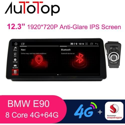 AUTOTOP 12.3" IPS Screen Android 10.0 Car Multimedia Player for BMW 3 Series E90 E91 E92 E93 2005-2012 Qualcomm 8 Core 4G+64G