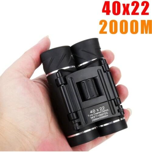 40x22 HD Powerful Binoculars 2000m Long Range Folding Mini Telescope BAK4 FMC Optics For Hunting Sports Outdoor Camping Travel