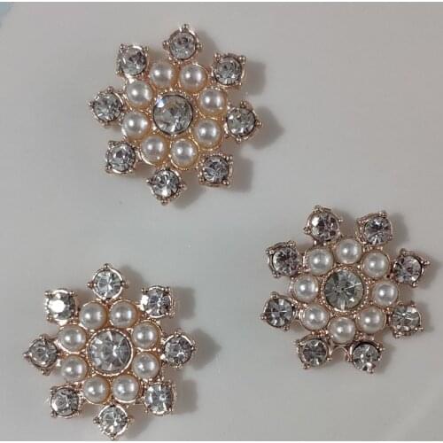 Rhinestones Brooches 10PCS Women Clothing Jewelry Making Decoration Two Color Pearl DIY Handwork Accessories