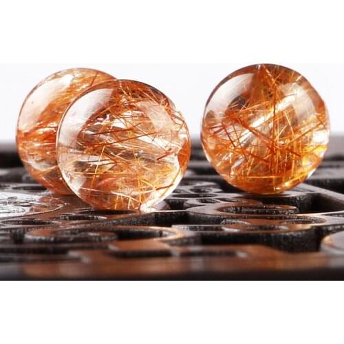 Natural Copper Rutilated Quartz Beads for Bracelet Made of Gem Crystal Stones for Women and Girl Present Jewellry Making