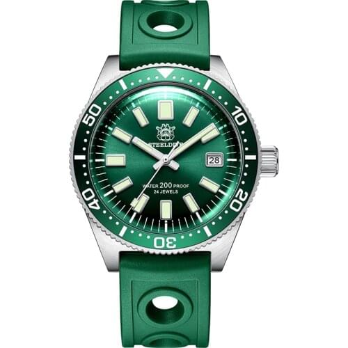 Steeldive 62mas Automatic Watch Sapphire NH35 Diver Watch 200m Mens Stainless Steel Watches Luminous Mechanical Wrist Watches