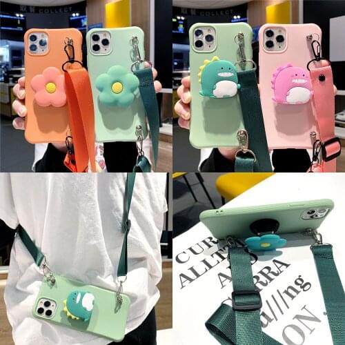 Cute Cartoon Flower TPU Case For Vivo Y19 Y12 Y15 Y17 V17 Neo V15 Pro V9 V5 Y85 Y95 Y91C Y93 Lite Stand Holder Strap Cover